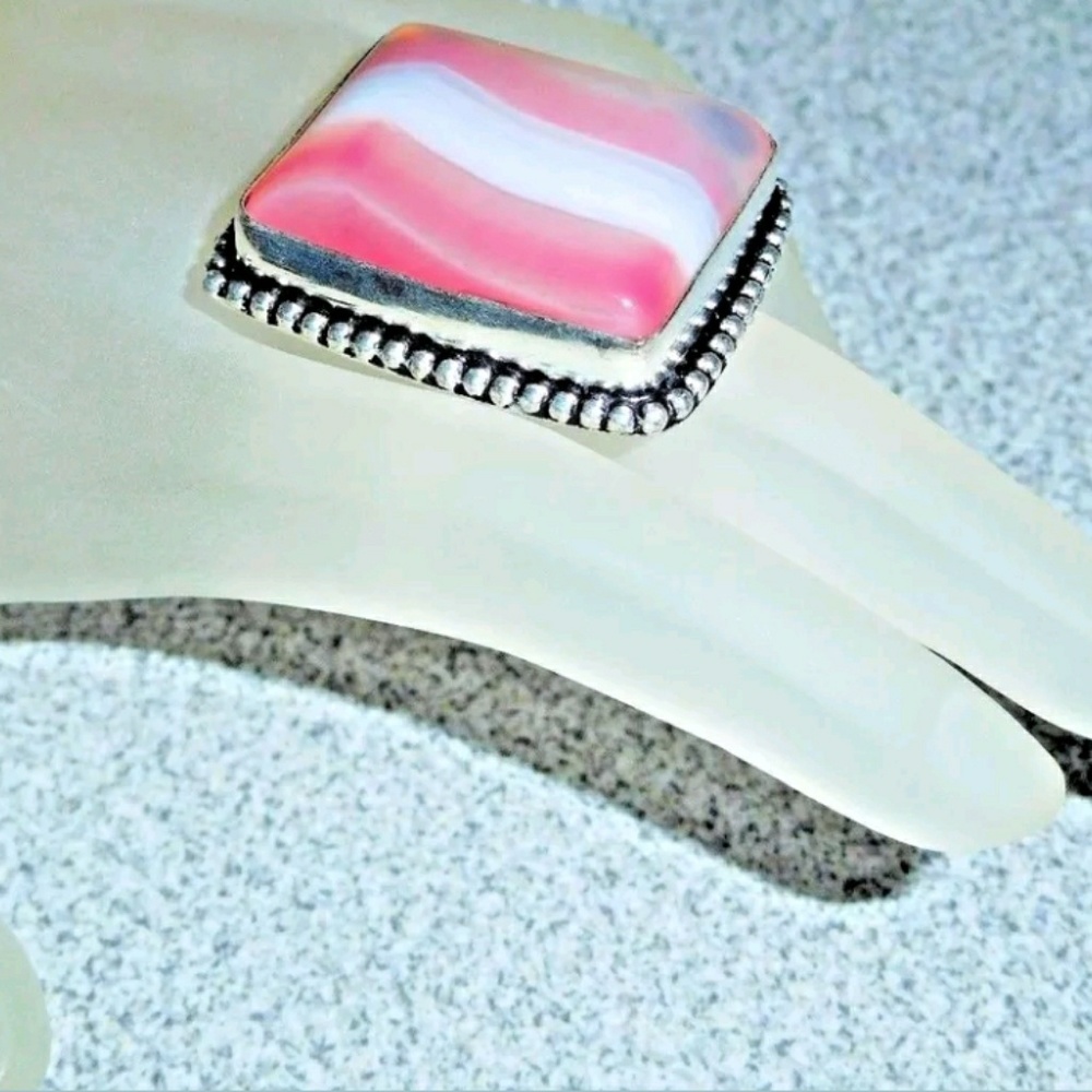 Artisan Botswana Agate 925 Silver Ring - image 3